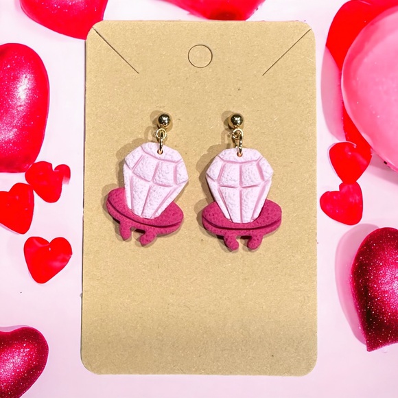 Pink Ring Pop Dangle Clay Earrings - Picture 2 of 2